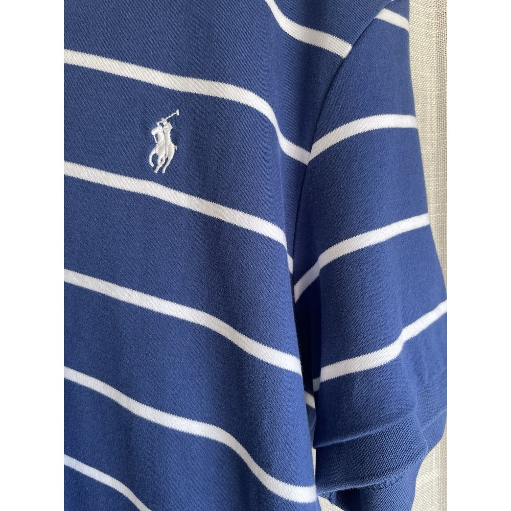 Polo Ralph Lauren Classic Fit Striped Polo Shirt Navy White L Short Sleeve